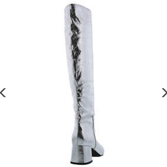 BELLINI REMI WOMEN KNEE HIGH BOOTS SILVER METALLIC CRINKLE 13 NIB - Picture 3 of 10